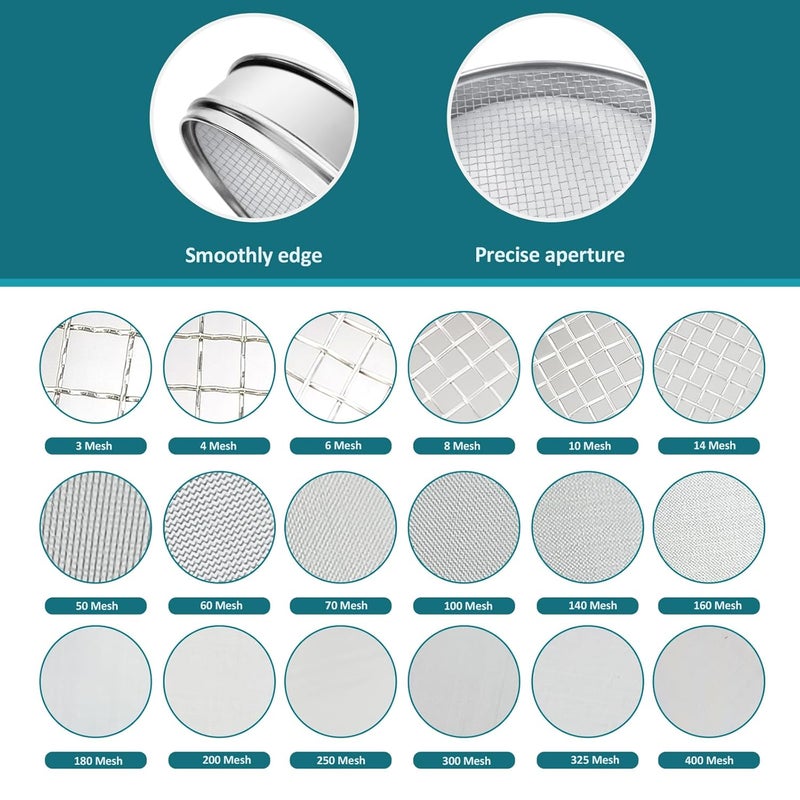 LVDALAB 304 Stainless Steel Mesh Lab Sieve, 8 Mesh (2.5mm) Aperture Test Sieve, 7.9Inch(20cm) Diameter Economy Standard Analysis Sample Test Sieves for Industrial Laboratory Homes - Image 3